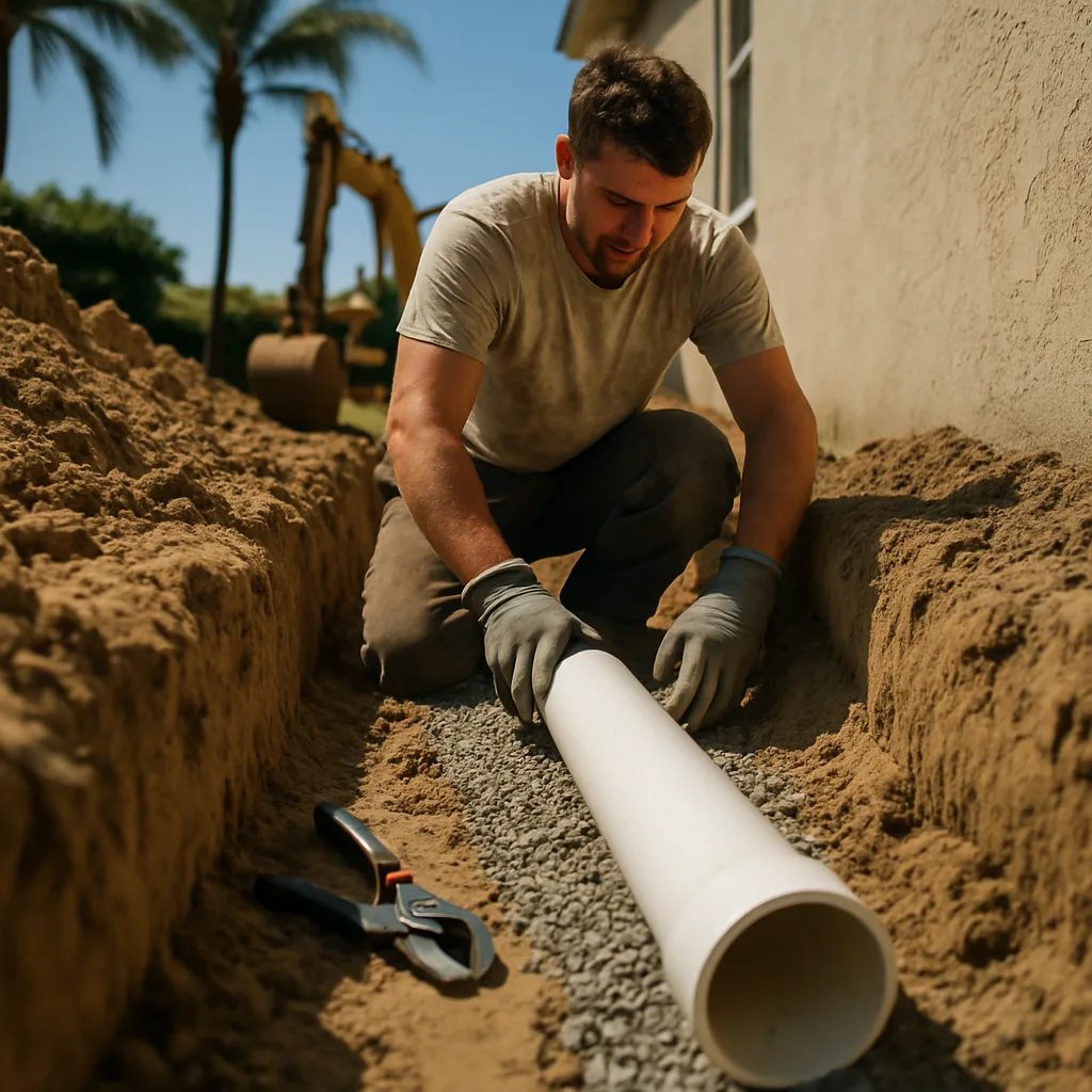Homeowner checking slow kitchen drain before main drain line service in West Palm Beach by Pulles Plumbing Septic LLC