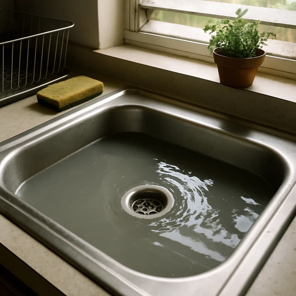 Slow draining kitchen sink signaling possible sewer line issue in West Palm Beach home by Pulles Plumbing Septic LLC